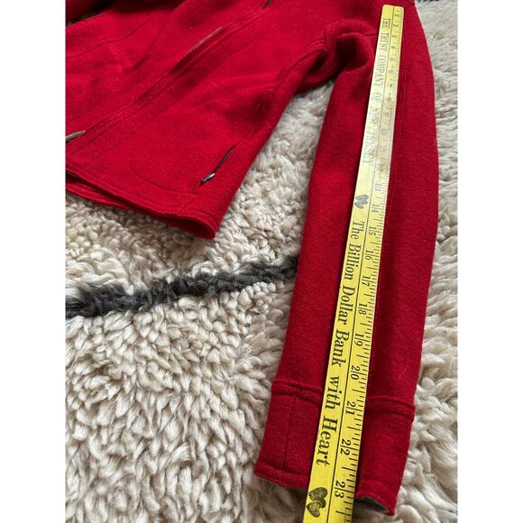 FRAUENSCHUH Red jacket wool hooded gray Full Zip Pockets Xs limited edition ski - Picture 4 of 16